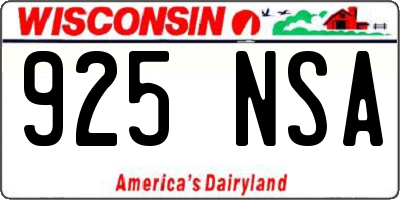 WI license plate 925NSA