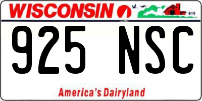 WI license plate 925NSC