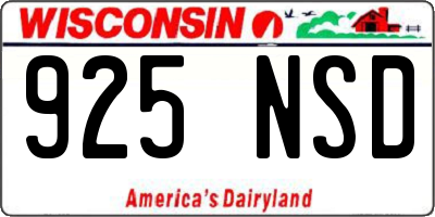 WI license plate 925NSD