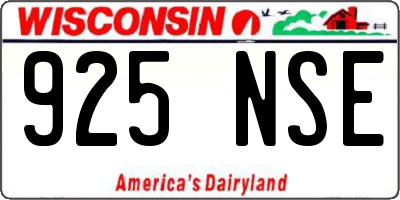 WI license plate 925NSE
