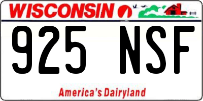 WI license plate 925NSF