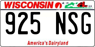 WI license plate 925NSG