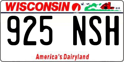 WI license plate 925NSH