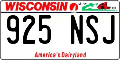 WI license plate 925NSJ