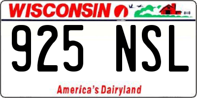 WI license plate 925NSL