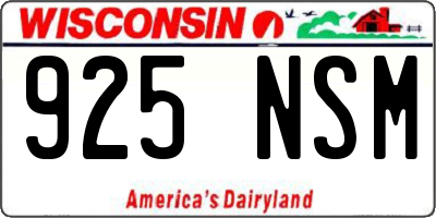 WI license plate 925NSM
