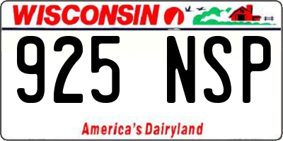 WI license plate 925NSP
