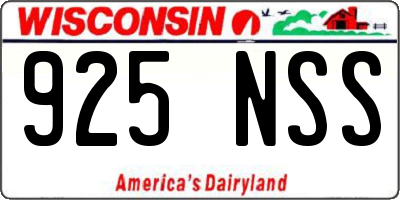 WI license plate 925NSS