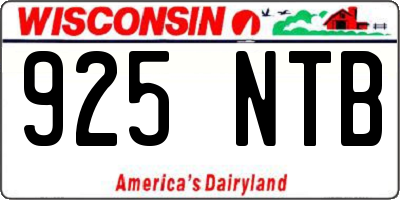 WI license plate 925NTB