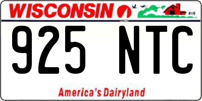WI license plate 925NTC