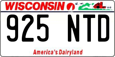 WI license plate 925NTD