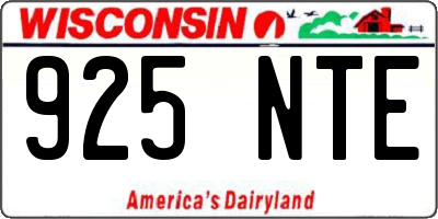 WI license plate 925NTE