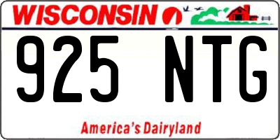 WI license plate 925NTG