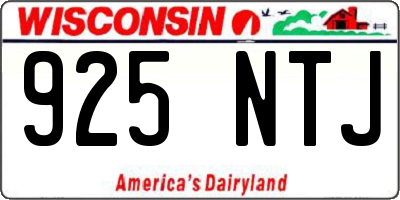 WI license plate 925NTJ
