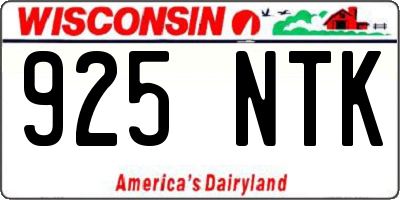 WI license plate 925NTK