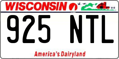 WI license plate 925NTL