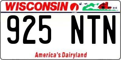WI license plate 925NTN