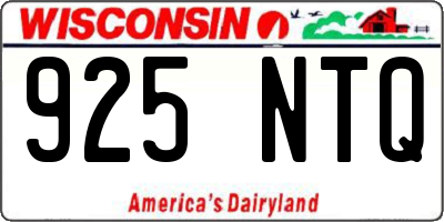 WI license plate 925NTQ