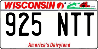 WI license plate 925NTT