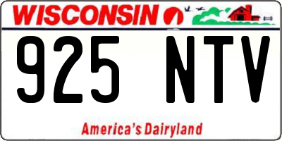WI license plate 925NTV