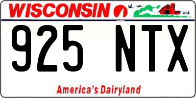 WI license plate 925NTX