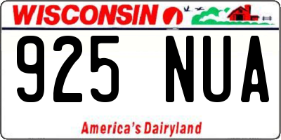 WI license plate 925NUA