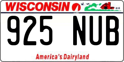 WI license plate 925NUB