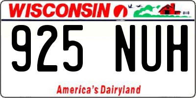 WI license plate 925NUH