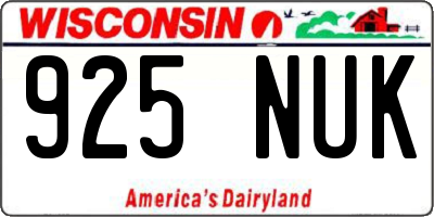 WI license plate 925NUK