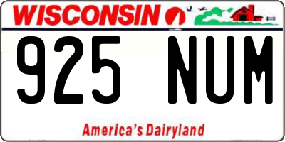 WI license plate 925NUM