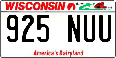 WI license plate 925NUU
