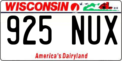 WI license plate 925NUX