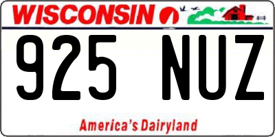 WI license plate 925NUZ
