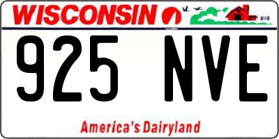 WI license plate 925NVE