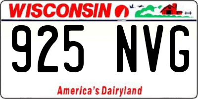 WI license plate 925NVG