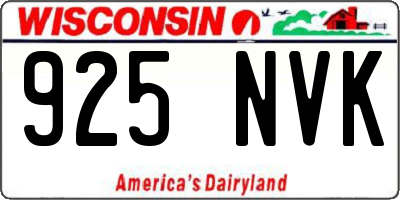 WI license plate 925NVK