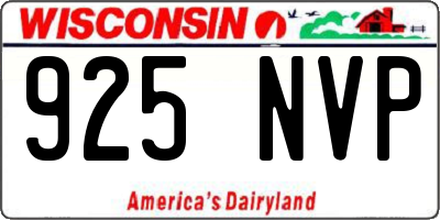 WI license plate 925NVP