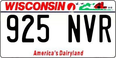 WI license plate 925NVR