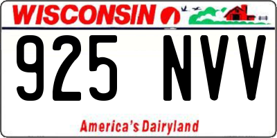 WI license plate 925NVV