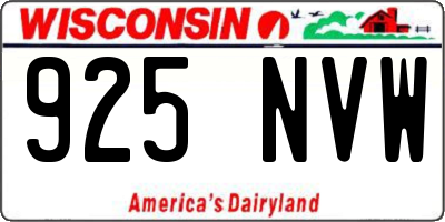 WI license plate 925NVW