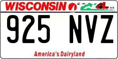 WI license plate 925NVZ