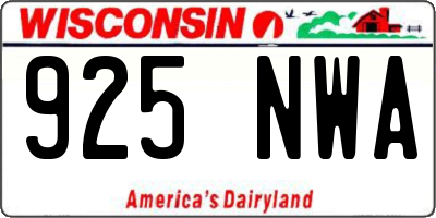 WI license plate 925NWA