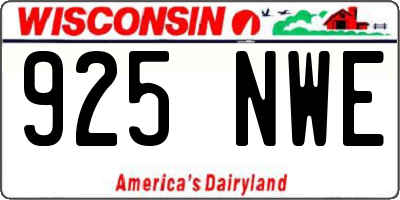 WI license plate 925NWE