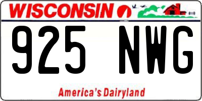 WI license plate 925NWG