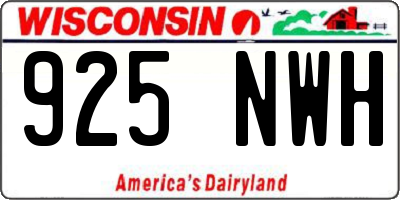 WI license plate 925NWH