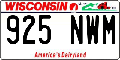 WI license plate 925NWM