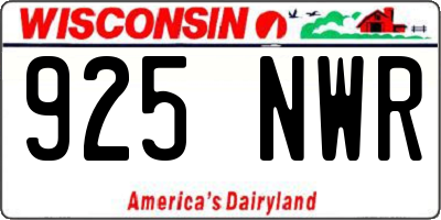 WI license plate 925NWR