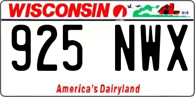 WI license plate 925NWX