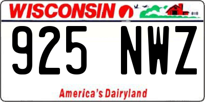 WI license plate 925NWZ