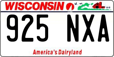 WI license plate 925NXA